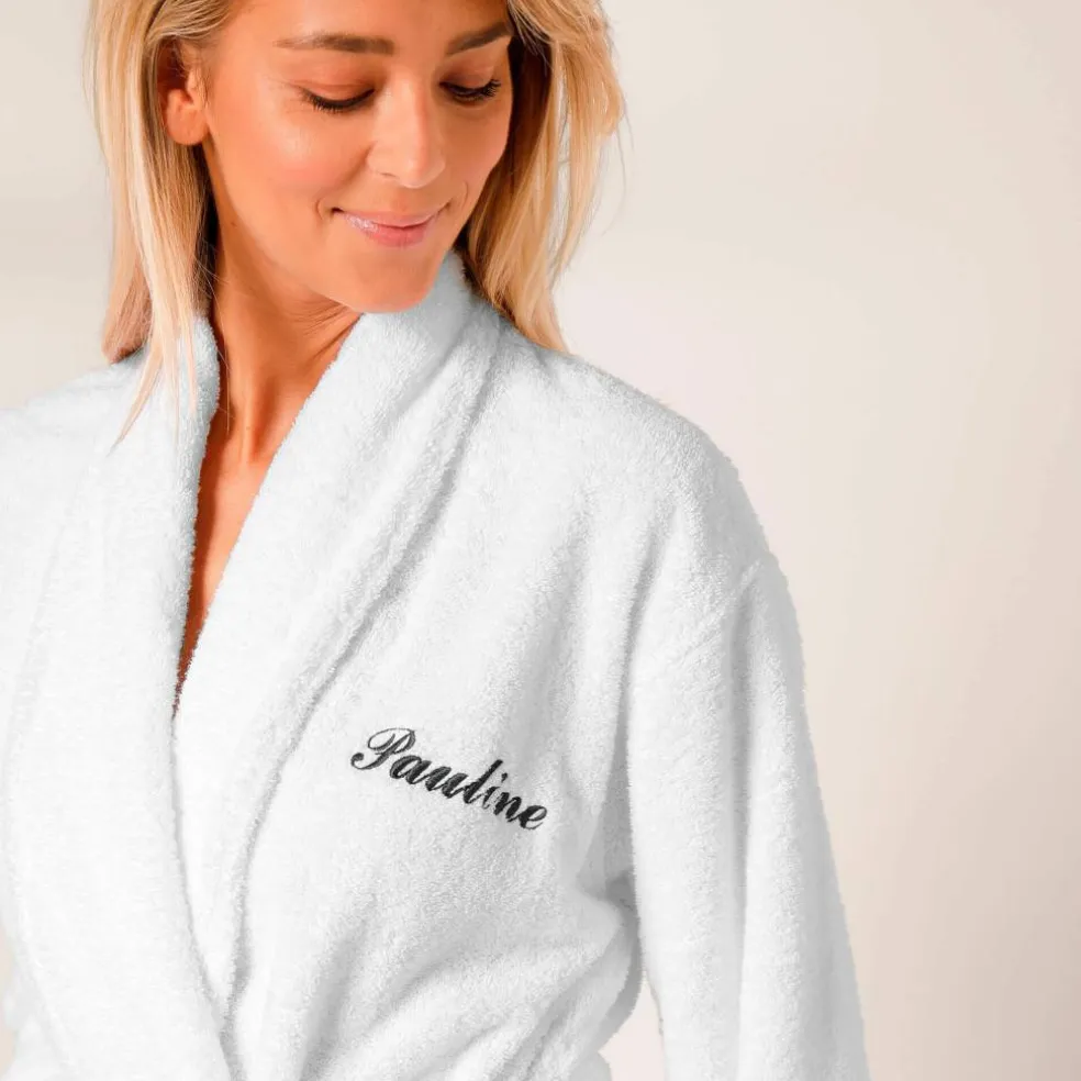 Peignoir mixte adulte col châle personnalisé - éponge bouclette 380 g/m²