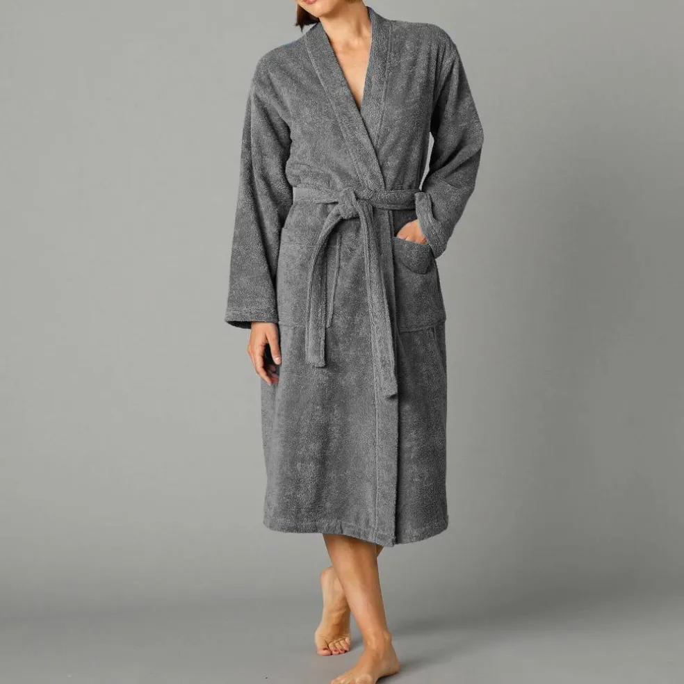 Peignoir mixte adulte col kimono - éponge bouclette 380 g/m²