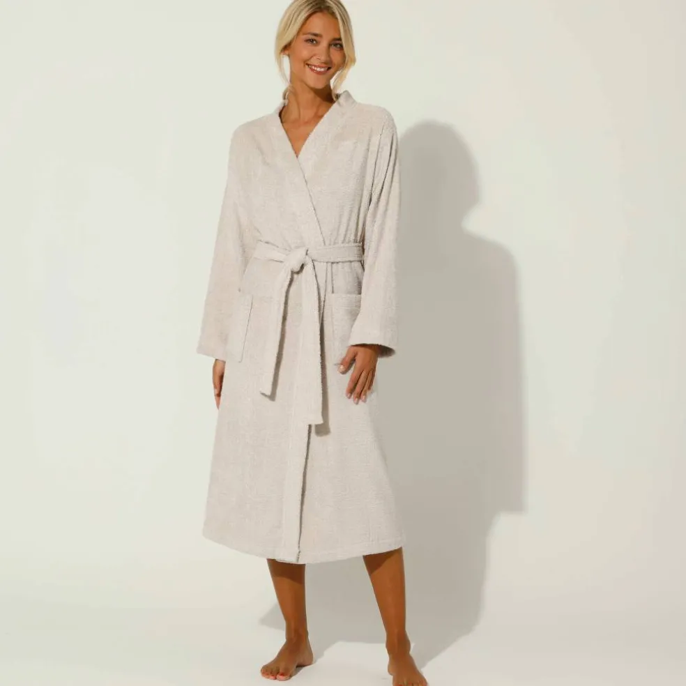 Peignoir mixte adulte col kimono - éponge bouclette 380 g/m²