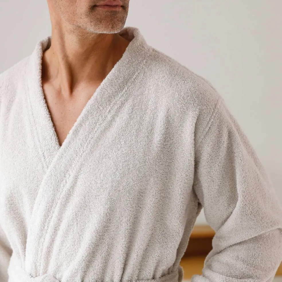 Peignoir mixte adulte col kimono - éponge bouclette 380 g/m²