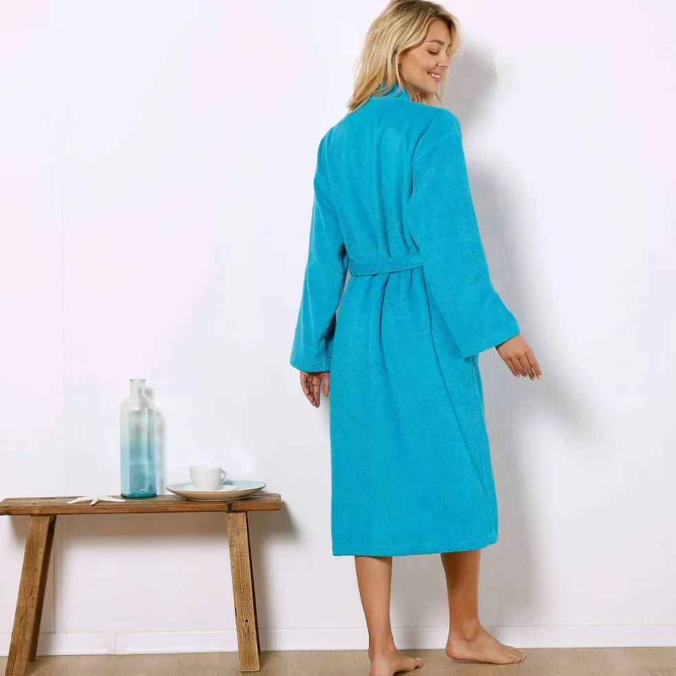 Peignoir mixte adulte col kimono - éponge bouclette 380 g/m²