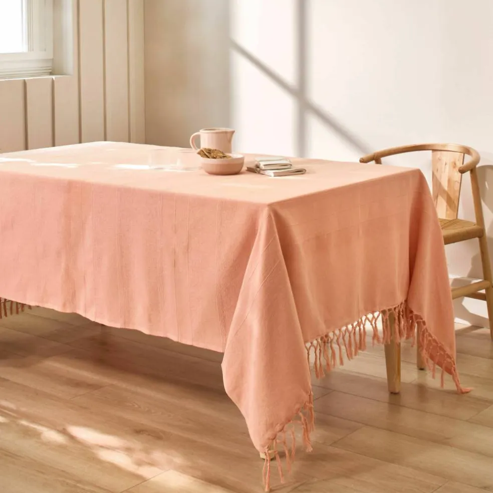Plaid ou jeté uni coton tissage artisanal