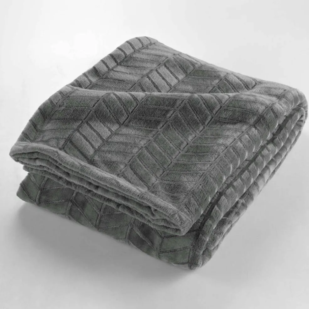 Plaid polaire reliéfé toucher peluche