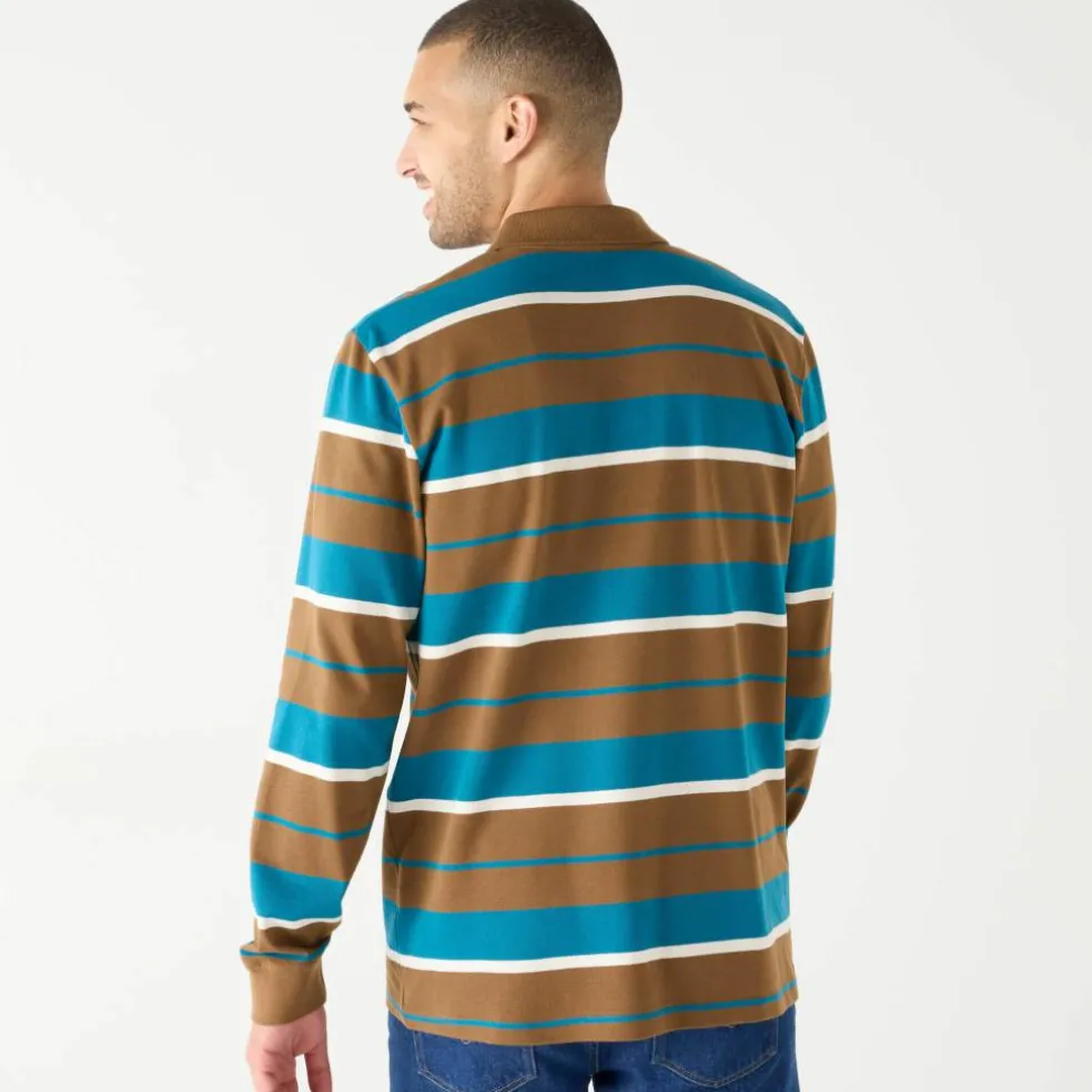 Polo rayée maille piquée manches longues