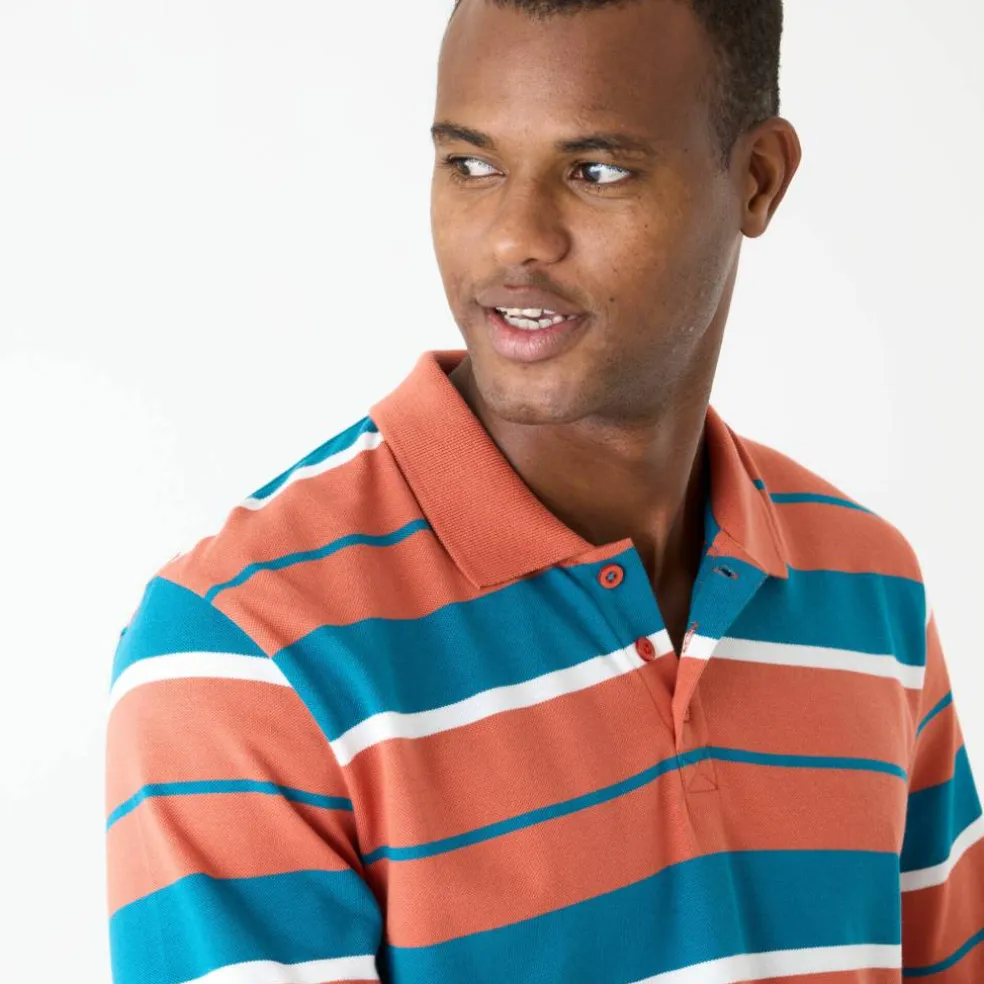 Polo rayée maille piquée manches longues