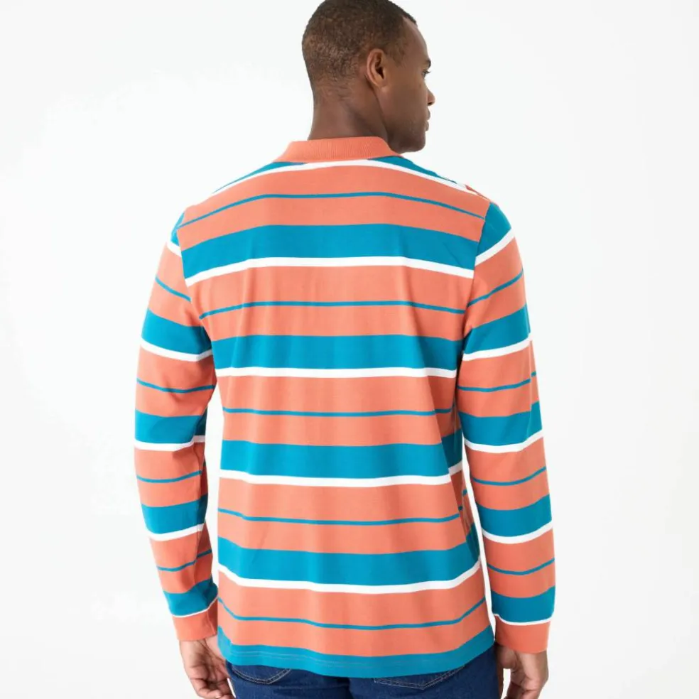 Polo rayée maille piquée manches longues