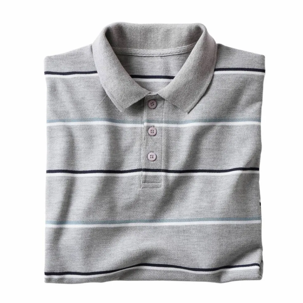 Polo rayé maille piquée chinée