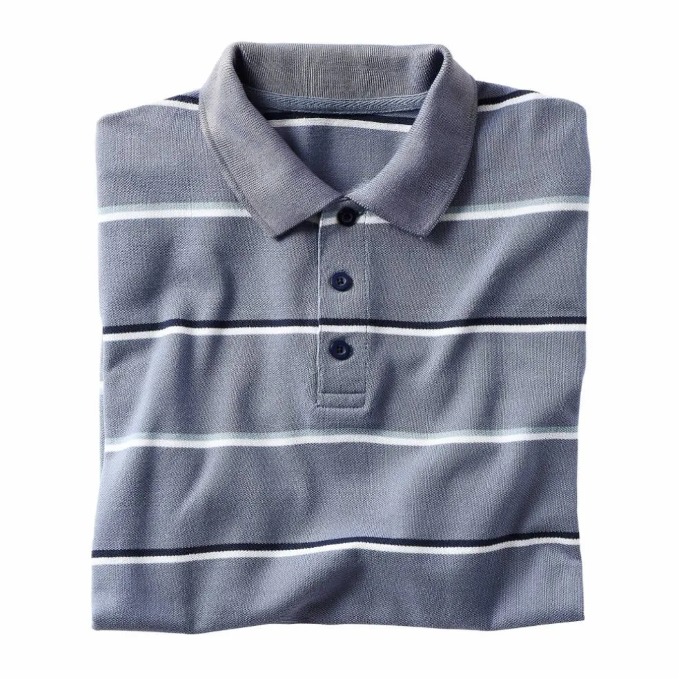 Polo rayé maille piquée chinée