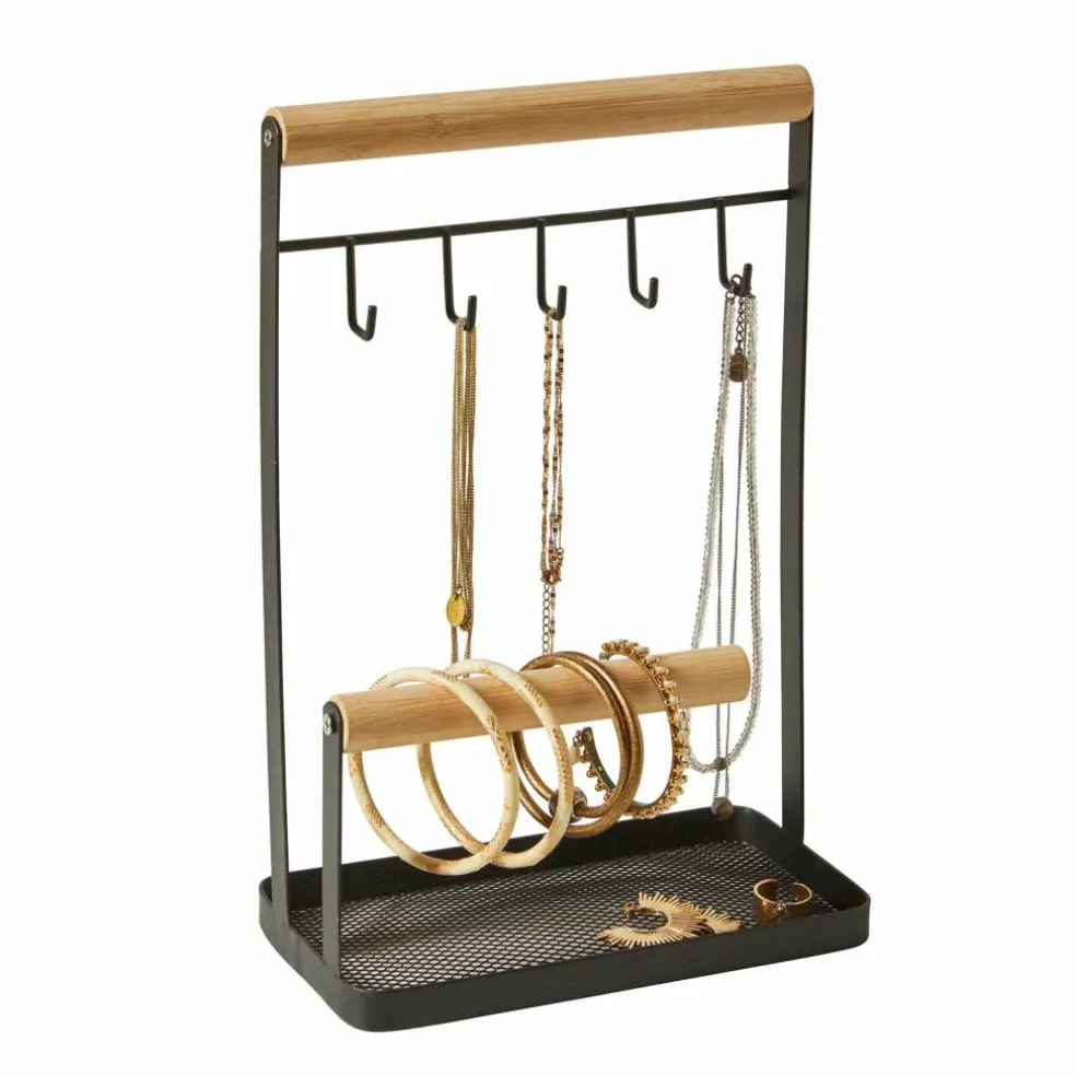 Porte-bijoux bois et métal noir