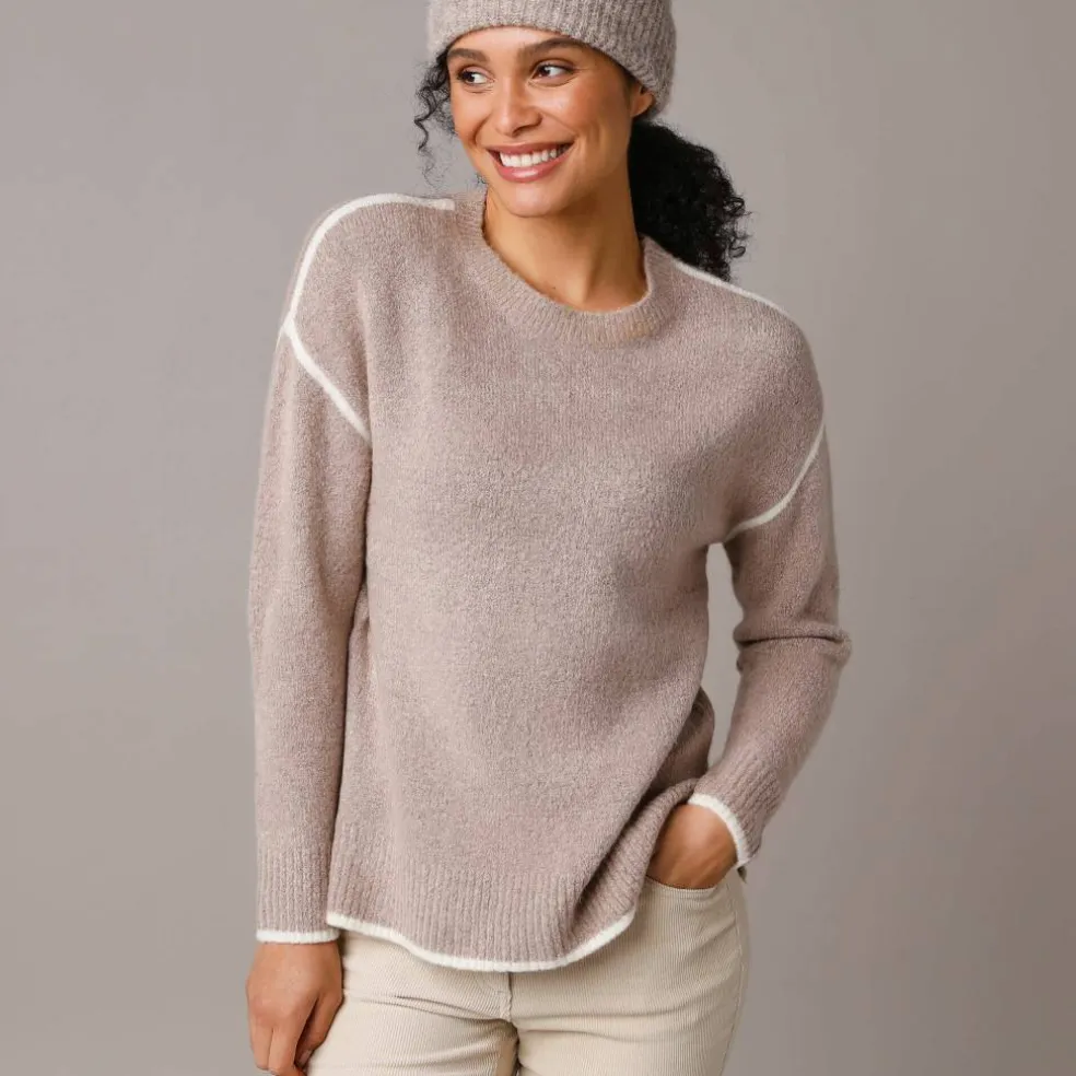 Pull bicolore en maille moelleuse