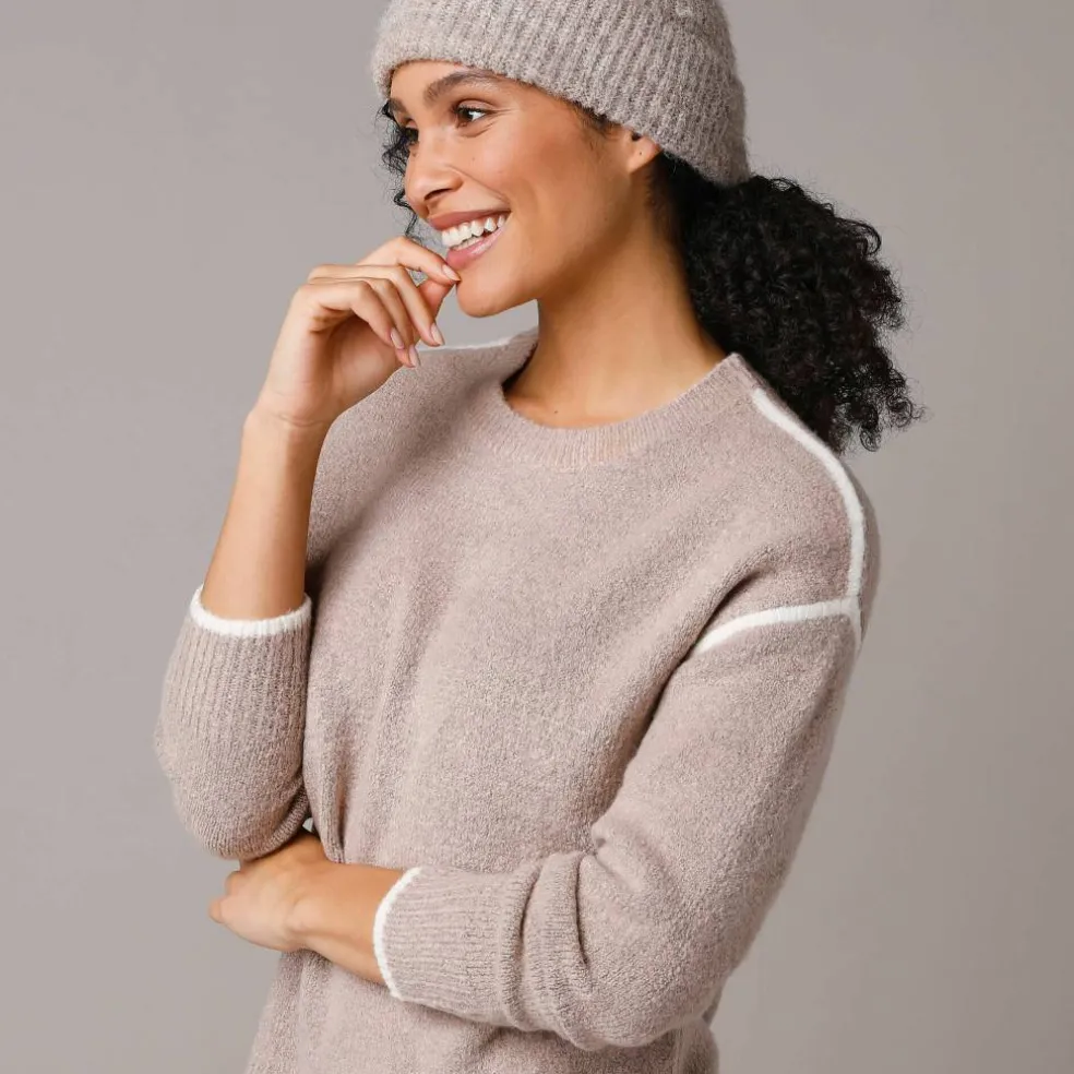 Pull bicolore en maille moelleuse