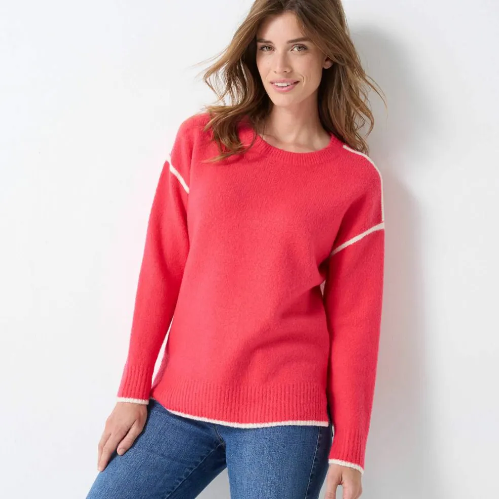 Pull bicolore en maille moelleuse