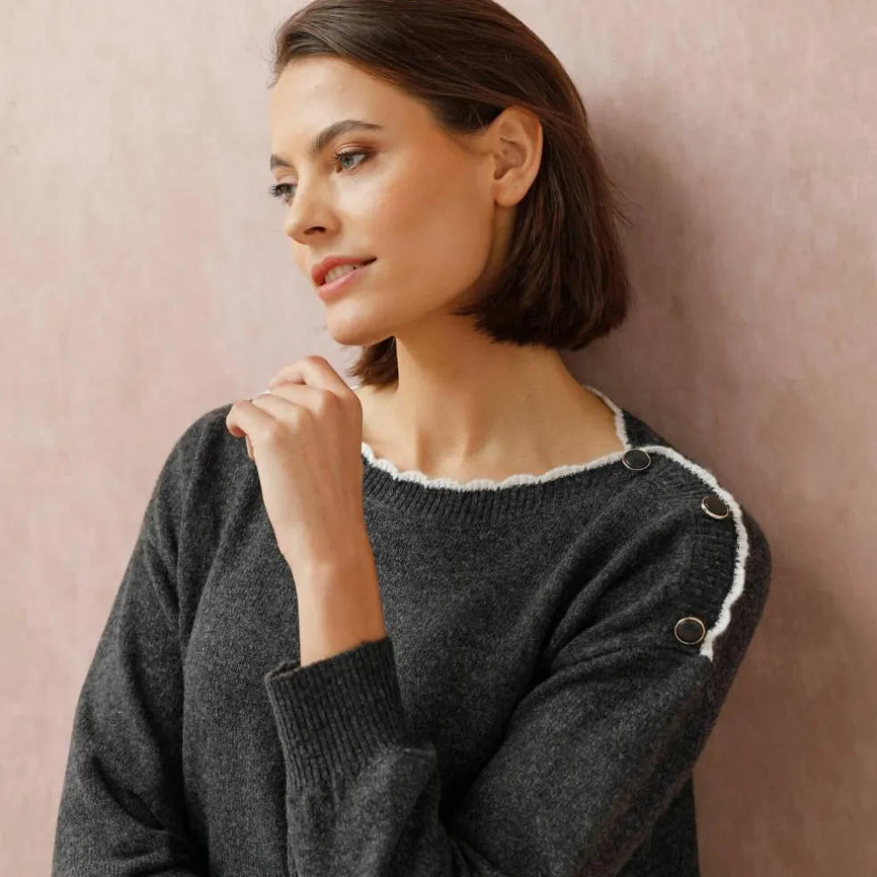 Pull col bateau, maille moelleuse