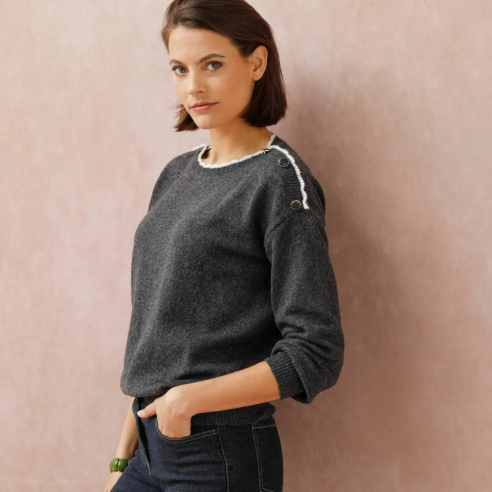 Pull col bateau, maille moelleuse