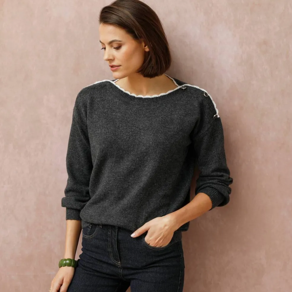 Pull col bateau, maille moelleuse