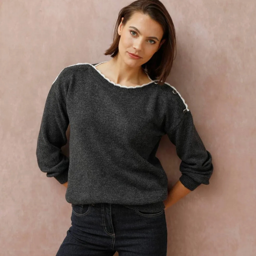 Pull col bateau, maille moelleuse