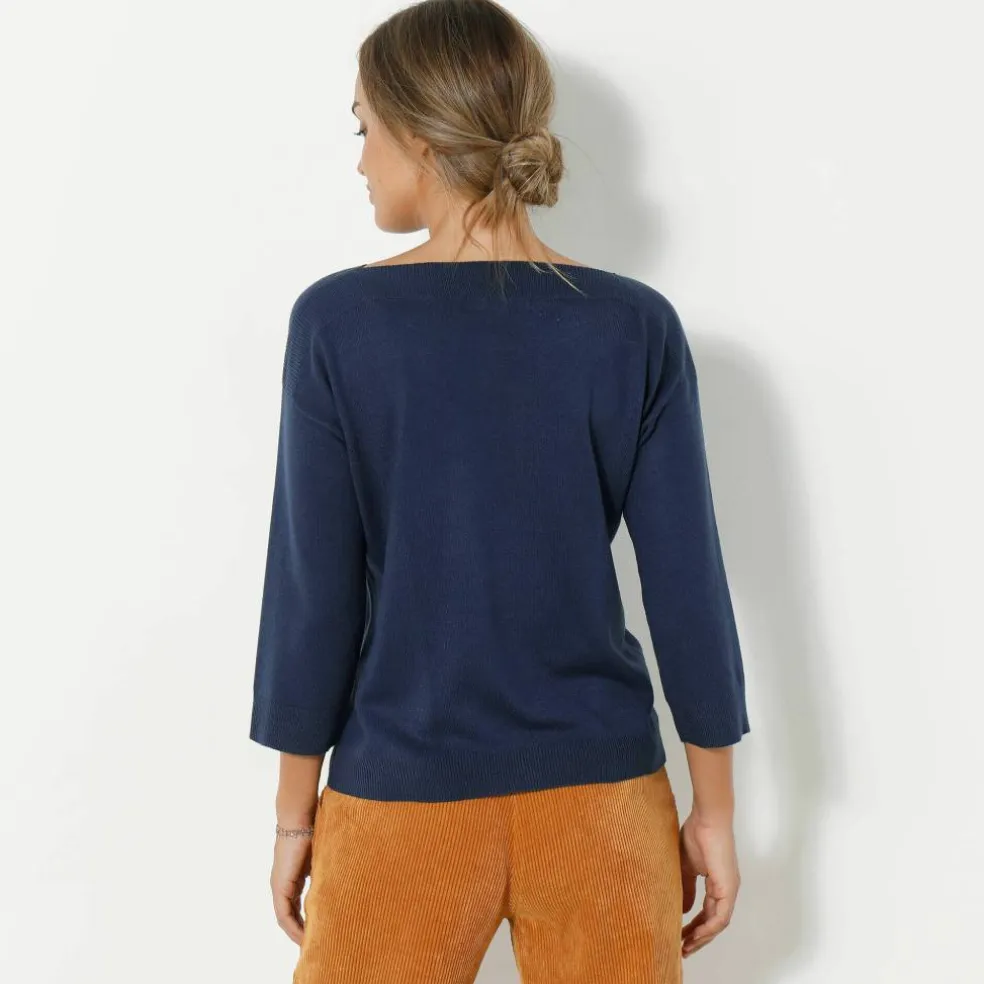 Pull col bateau manches 3/4, toucher doux