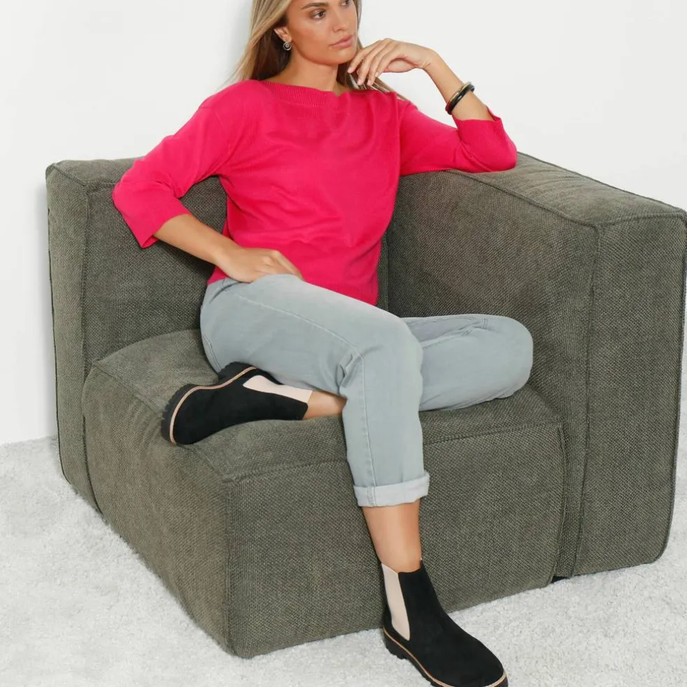 Pull col bateau manches 3/4, toucher doux