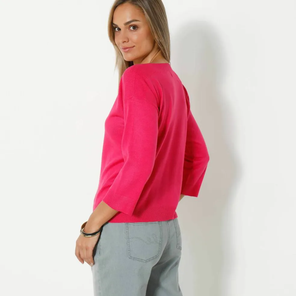 Pull col bateau manches 3/4, toucher doux