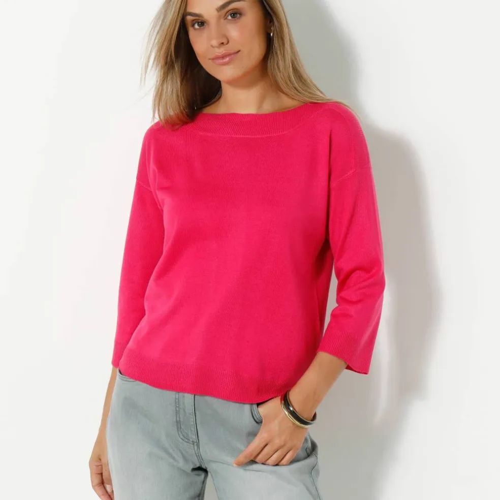 Pull col bateau manches 3/4, toucher doux