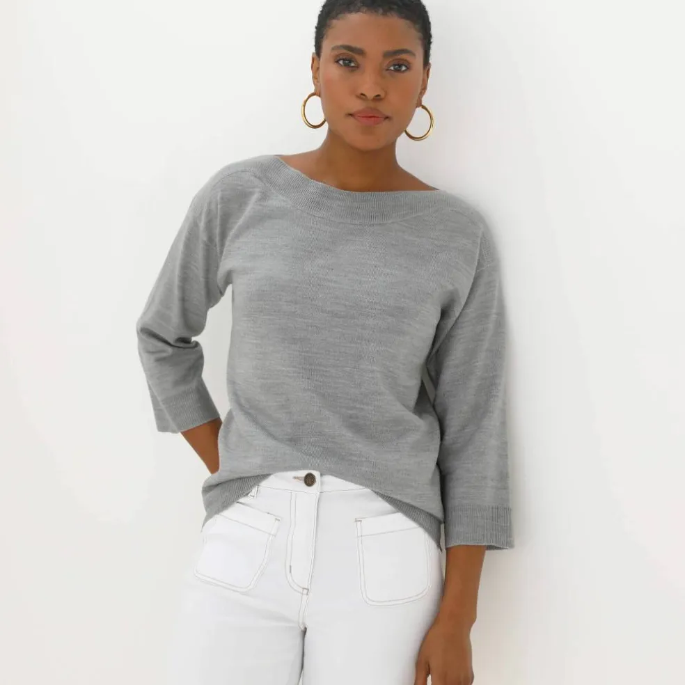 Pull col bateau manches 3/4, toucher doux