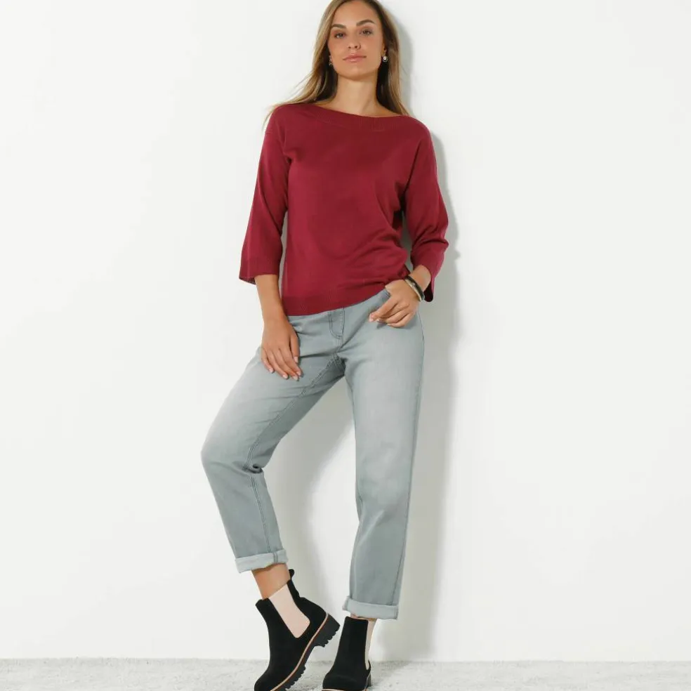 Pull col bateau manches 3/4, toucher doux