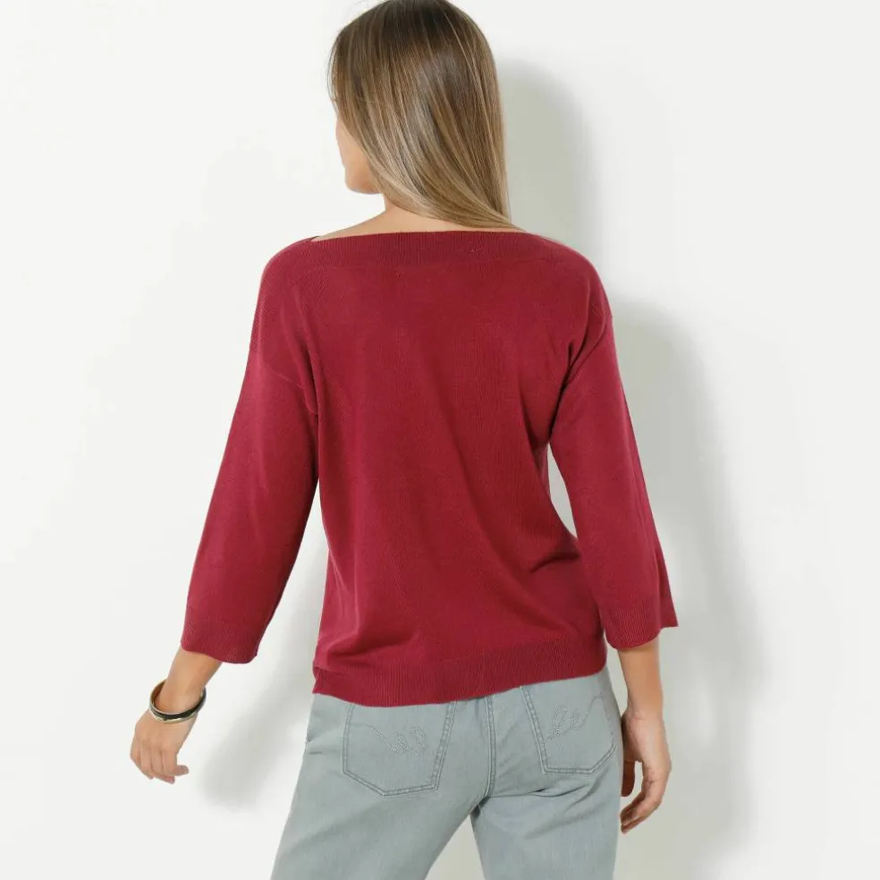 Pull col bateau manches 3/4, toucher doux