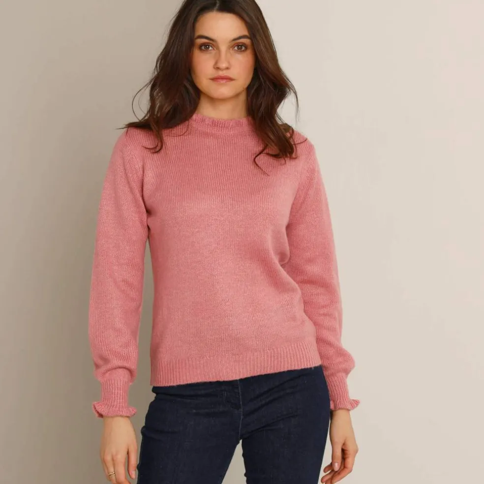 Pull col montant, finition frisotti