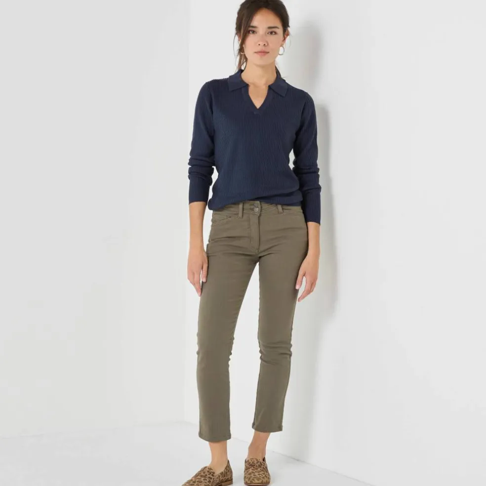 Pull col polo, maille côtelée