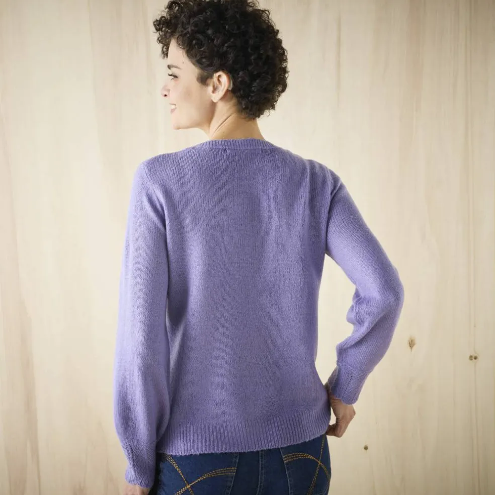 Pull col rond maille ajourée, toucher doux