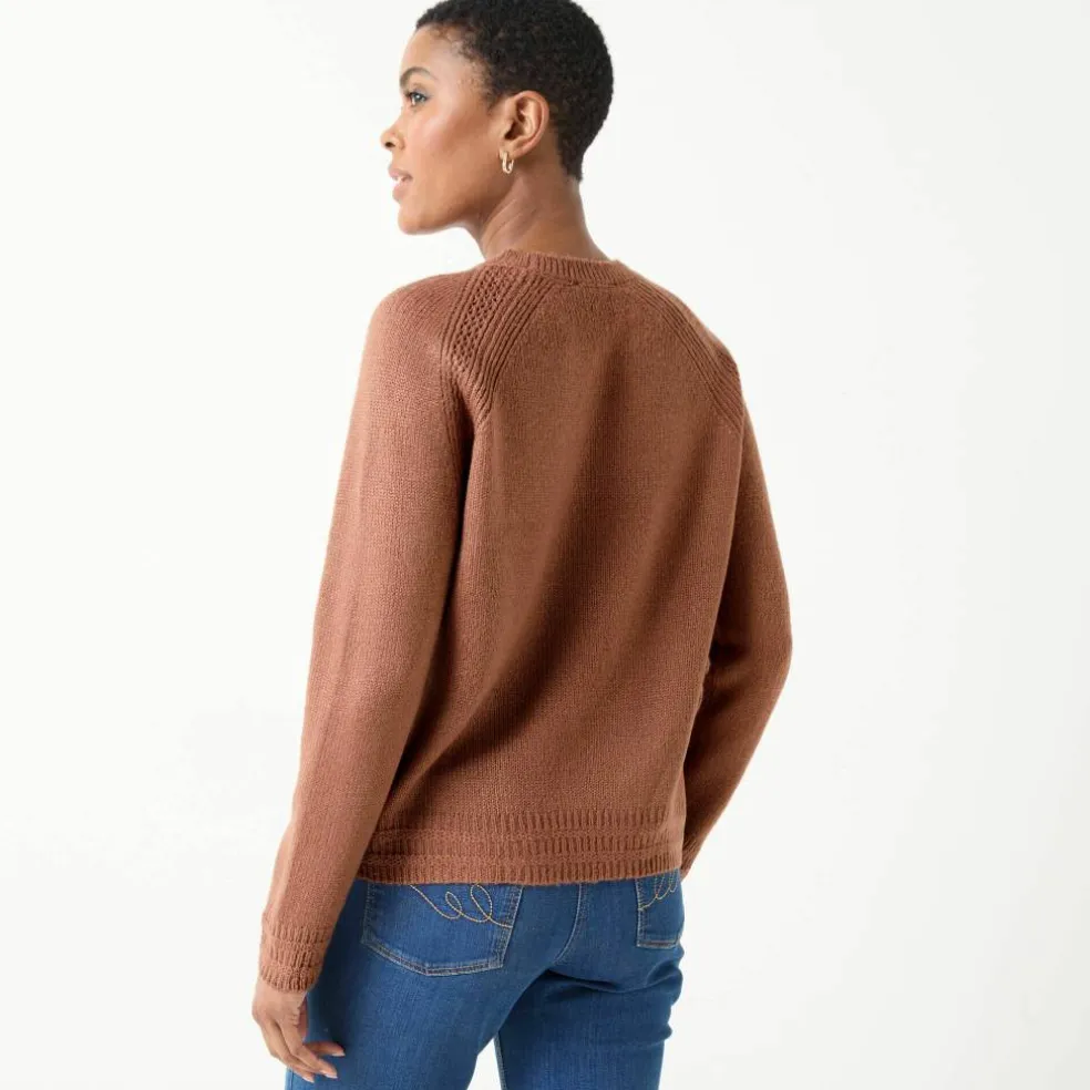 Pull col rond, maille fantaisie toucher doux