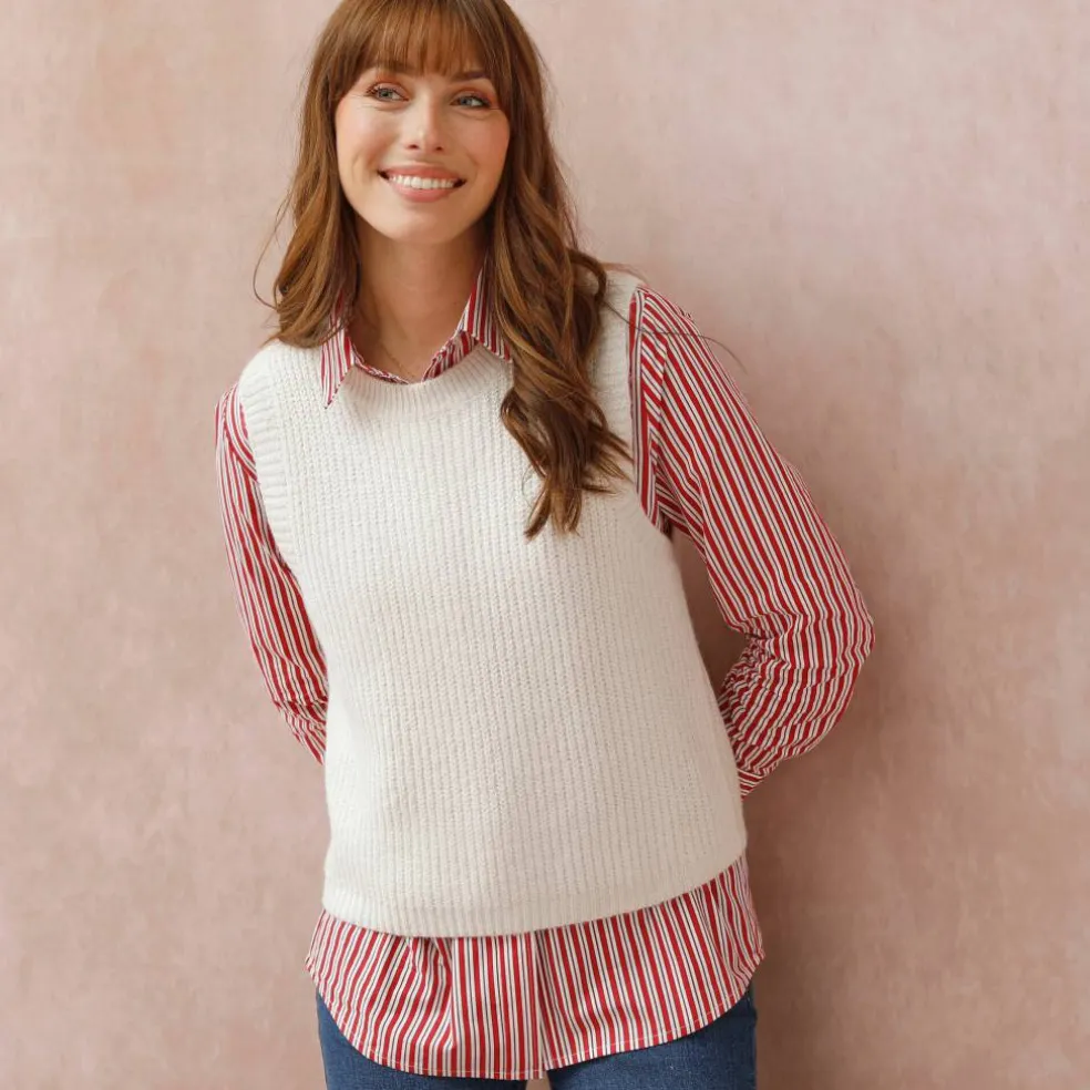 Pull col rond sans manches