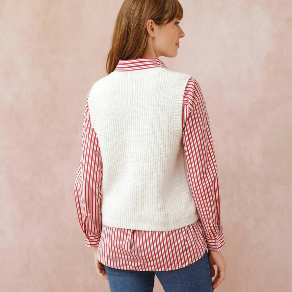 Pull col rond sans manches
