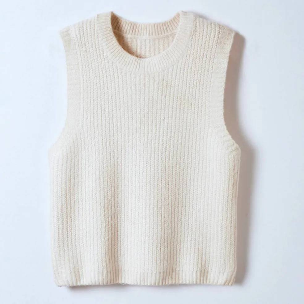 Pull col rond sans manches