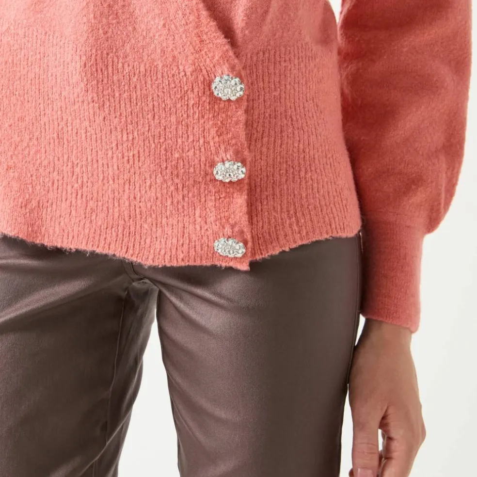 Pull effet cache-coeur boutons "bijou"