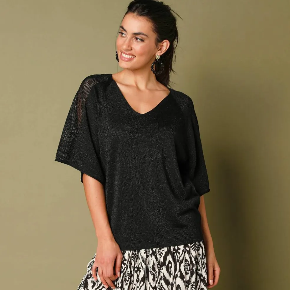 Pull loose maille brillante