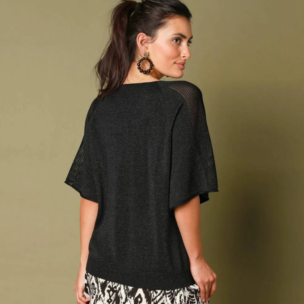Pull loose maille brillante