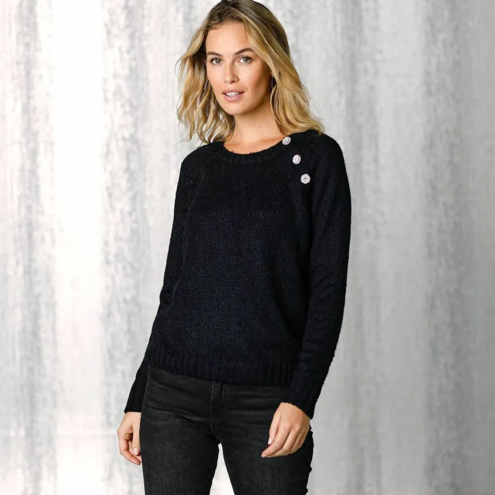 Pull épaule boutonnée bijoux