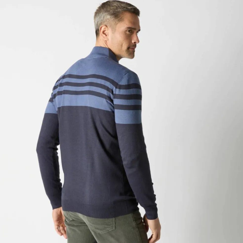 Pull rayé col montant zippé