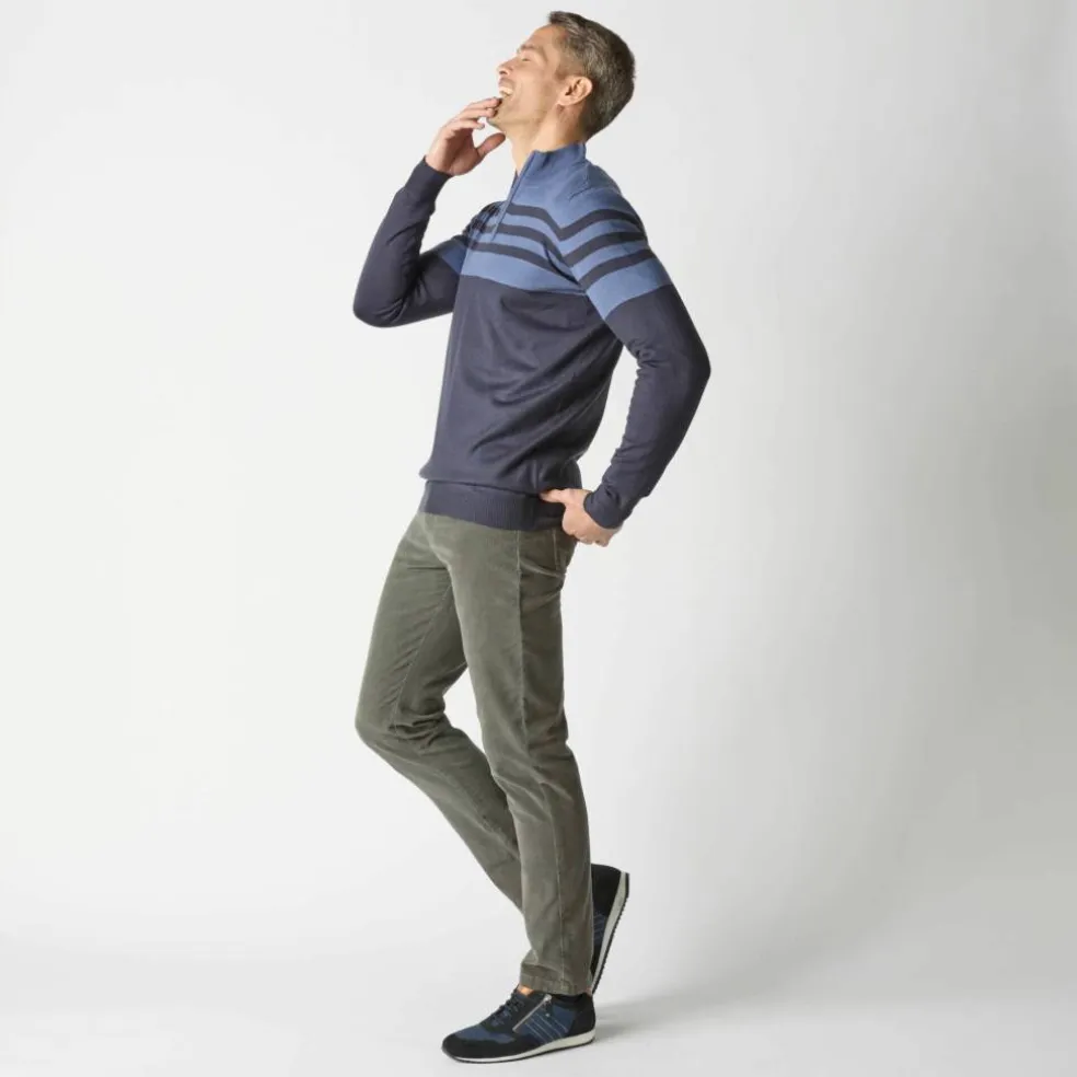 Pull rayé col montant zippé