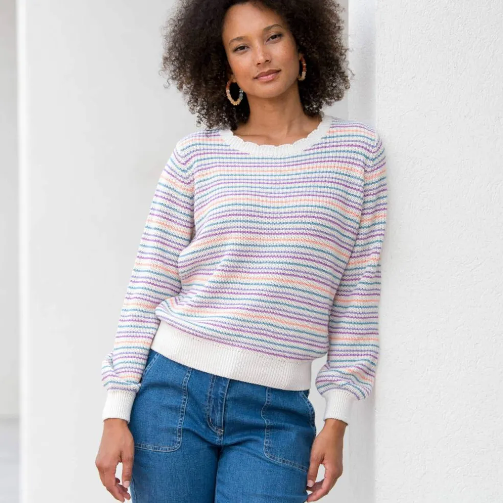 Pull rayé effet dégradé, maille anglaise.