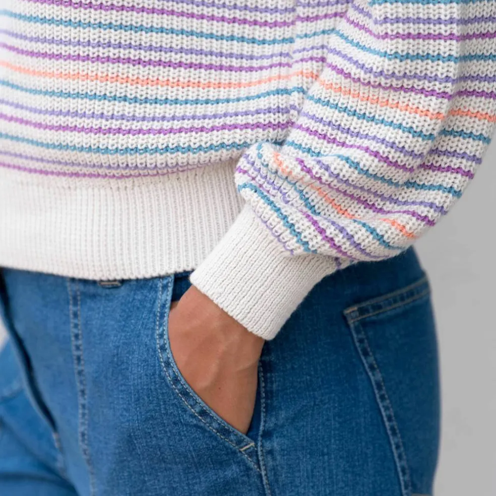 Pull rayé effet dégradé, maille anglaise.