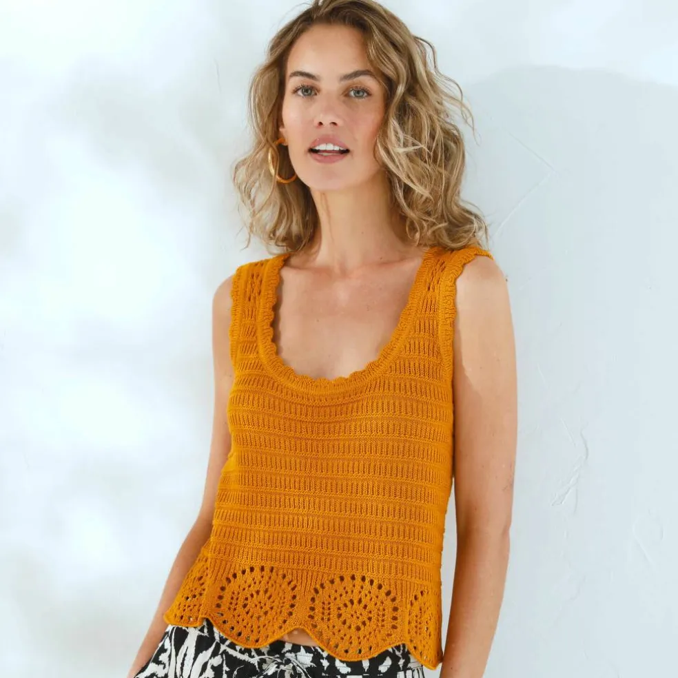 Pull sans manches en crochet