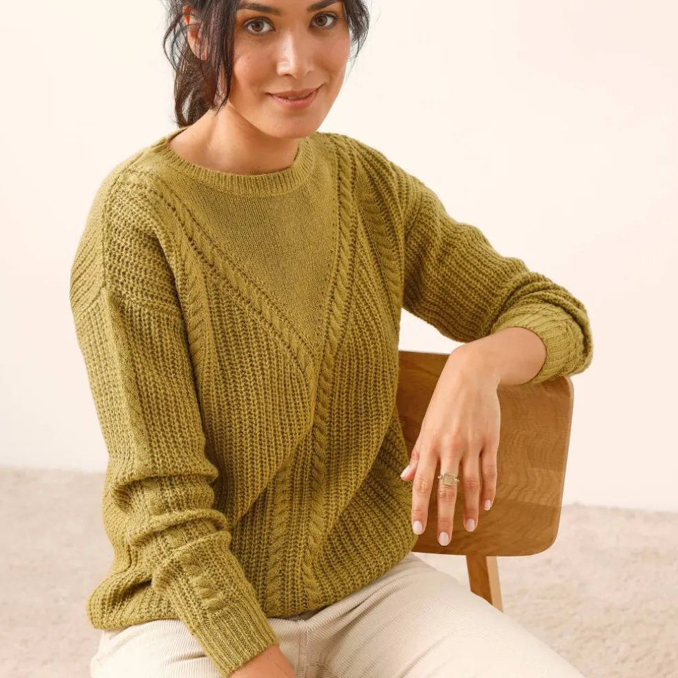Pull torsadé, maille anglaise