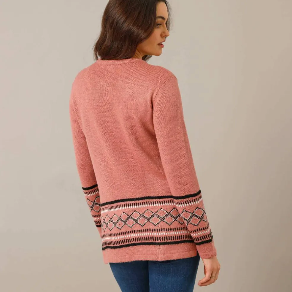 Pull tunique, base et poignets jacquard