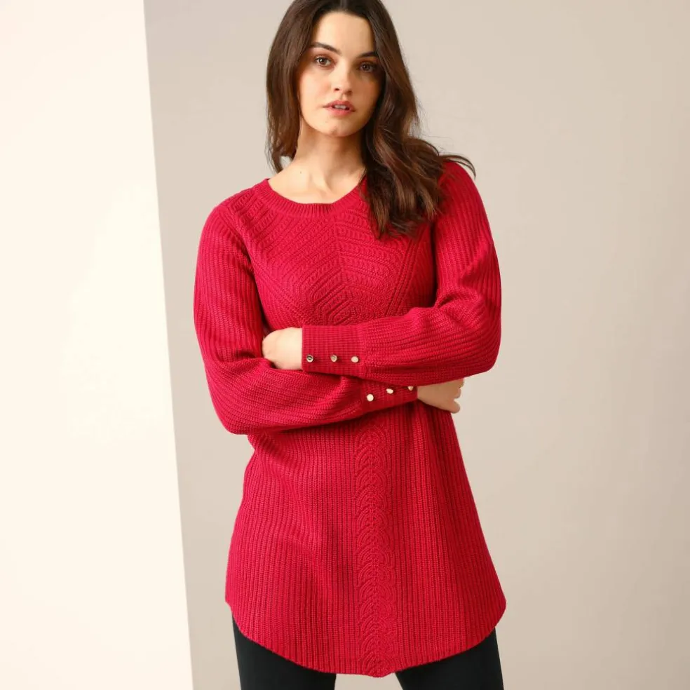 Pull-tunique maille fantaisie