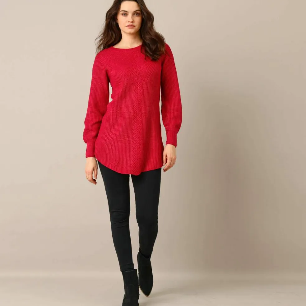 Pull-tunique maille fantaisie