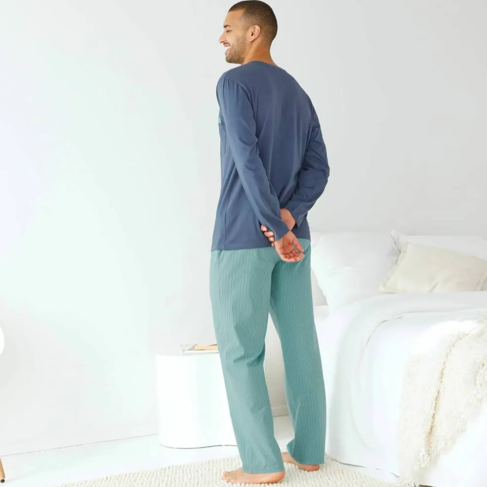 Pyjama col tunisien bi-matière