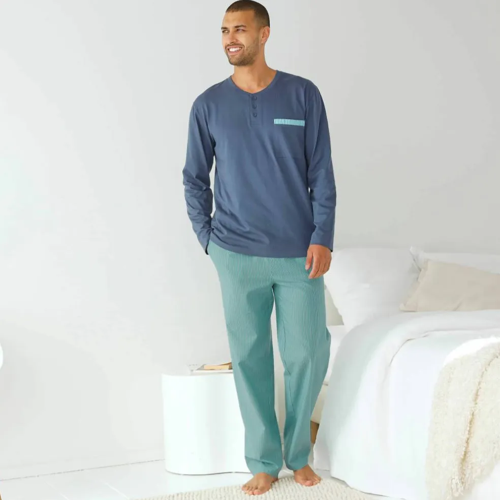 Pyjama col tunisien bi-matière