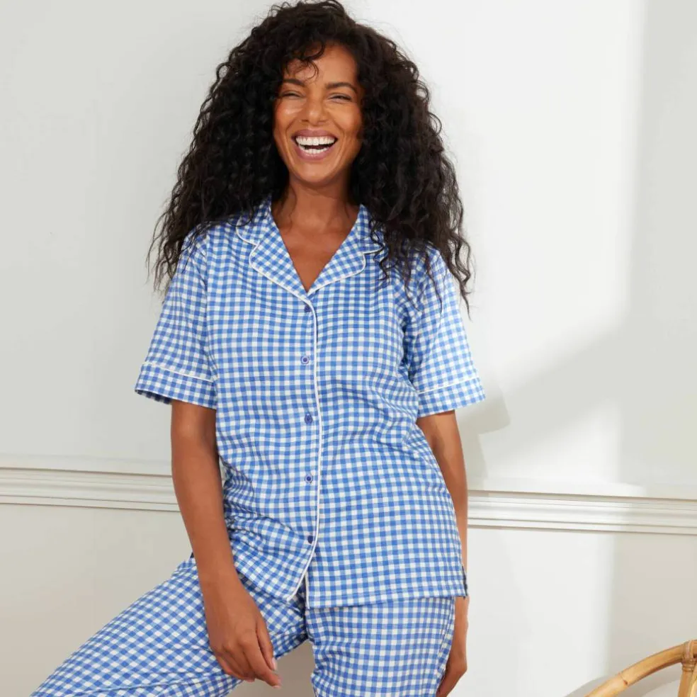Pyjama court imprimé carreaux